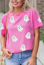 Load image into Gallery viewer, Black Sequin Halloween Ghost Patched Casual T Shirt
