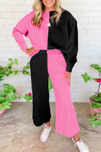 Load image into Gallery viewer, Multicolor Contrast Color Block Textured Casual 2pcs Outfit
