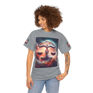 Cosmic Libra Justice Tee, Celestial Balance Shirt, Astrology Themed T-Shirt, Gift for Science Lovers, Unisex Heavy Cotton Tee