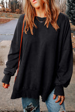 Load image into Gallery viewer, Gray Drop Shoulder Ribbed Trim Oversized Sweatshirt
