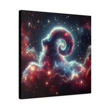 Load image into Gallery viewer, Celestial Ram Canvas Print, Astronomical Art for Home Decor, Unique Gift for Astrology Lovers, Cosmic Wall Art, Stretched Canvas
