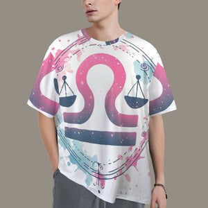 Libra Round Neck Loose T-Shirt (Inky Splatter) 3