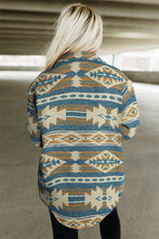 Load image into Gallery viewer, Multicolor Western Aztec Print Button Flap Pocket Shacket
