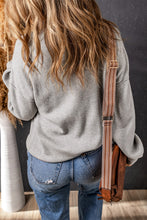 Load image into Gallery viewer, Gray Turtleneck Drop Shoulder Bubble Sleeve Knit Sweater

