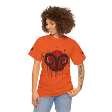Load image into Gallery viewer, Aries Heart Tee, Unisex Heavy Cotton T-Shirt, Astrology Gift, Birthday Present, Graphic Tee, Casual Wear, Unique Design

