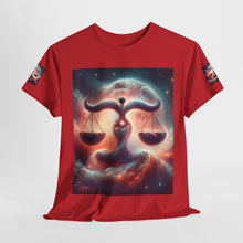 Load image into Gallery viewer, Cosmic Libra Justice Tee, Celestial Balance Shirt, Astrology Themed T-Shirt, Gift for Science Lovers, Unisex Heavy Cotton Tee
