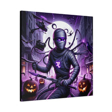 Load image into Gallery viewer, Ninja Halloween Wall Art, Frightening Home Decor, Glow-in-the-Dark Canvas
