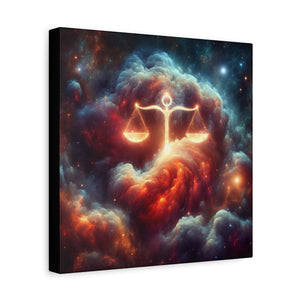 Cosmic Balance Canvas Wall Art - Celestial Decor, Zodiac Gift, Space Wall Art, Libra Astrology, Home Aesthetic