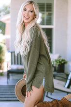 Load image into Gallery viewer, Black Waffle Knit High Slits Oversized Top
