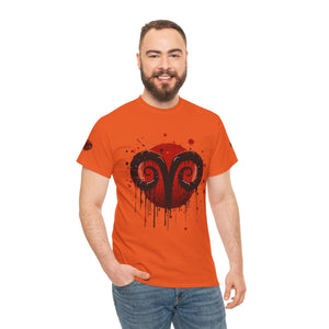 Aries Heart Tee, Unisex Heavy Cotton T-Shirt, Astrology Gift, Birthday Present, Graphic Tee, Casual Wear, Unique Design