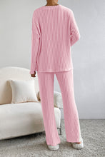 Load image into Gallery viewer, Khaki Ribbed Knit V Neck Slouchy Two-piece Outfit
