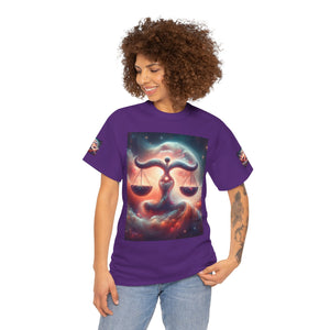 Cosmic Libra Justice Tee, Celestial Balance Shirt, Astrology Themed T-Shirt, Gift for Science Lovers, Unisex Heavy Cotton Tee