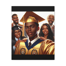 Load image into Gallery viewer, Graduation Celebration Canvas Print, Wall Art for Graduates, Custom Home Decor, Graduation Gift, College Hero Portrait, Family Love Display
