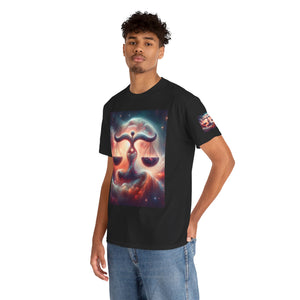 Cosmic Libra Justice Tee, Celestial Balance Shirt, Astrology Themed T-Shirt, Gift for Science Lovers, Unisex Heavy Cotton Tee