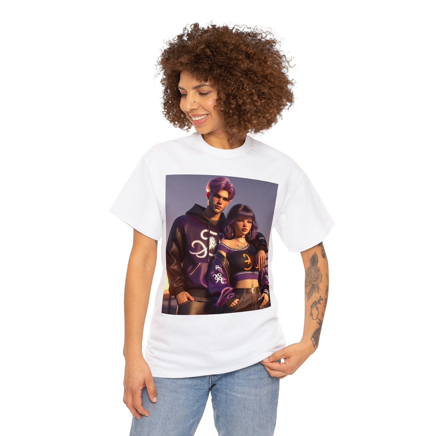 Unisex Sagittarius Couple (4) Heavy Cotton Tee