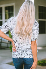 Load image into Gallery viewer, Leopard Smocking Detail Bubble Sleeve Blouse
