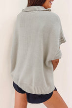 Load image into Gallery viewer, Light Grey Quarter Zip Short Batwing Sleeve Sweater
