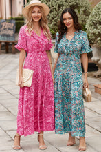 Load image into Gallery viewer, Sky Blue Paisley Print Boho Holiday Ruffle Tiered Maxi Dress
