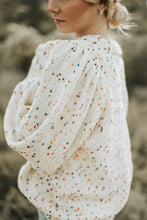 Load image into Gallery viewer, Beige Colorful Confetti Dots Cable Knit Crew Neck Sweater
