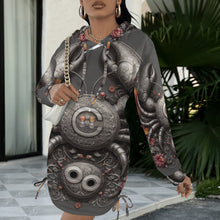 Load image into Gallery viewer, Design 88 Cancer long sleeve hooded drawstring sweatshirt dress
