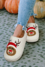 Load image into Gallery viewer, White Christmas Deer Home Indoor Plush Slippers
