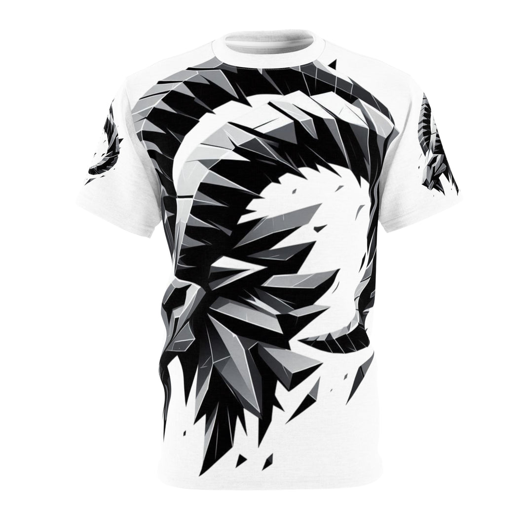 Stylish Graphic Unisex Tee, Trendy AOP T-Shirt, Black and White Design, Perfect Gift for Him/Her, Casual Wear