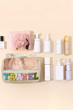 Load image into Gallery viewer, Purple TRAVEL Chenille Letter Clear PVC Makeup Bag
