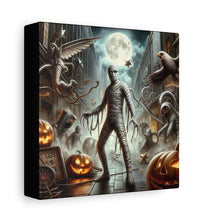 Load image into Gallery viewer, Spooky Mummy Art Canvas Print | Halloween Home Decor, Fall Wall Art, Unique Gift, Framed Mummy Artwork, Creepy Halloween Decor

