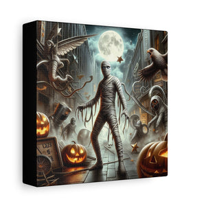 Spooky Mummy Art Canvas Print | Halloween Home Decor, Fall Wall Art, Unique Gift, Framed Mummy Artwork, Creepy Halloween Decor