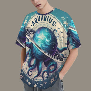 Aquarius (4) Round Neck Loose T-Shirt