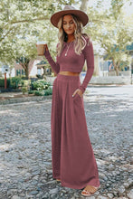 Load image into Gallery viewer, Solid Color Ribbed Crop Top Long Pants Set
