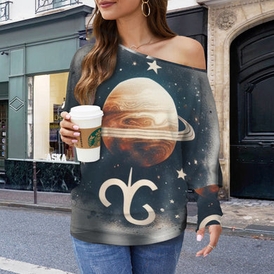 Designer (20) Capricorn Casual Long Batwing Sleeve Off Shoulder Sweater