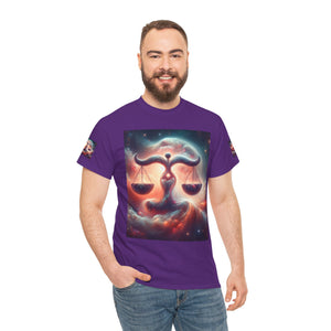 Cosmic Libra Justice Tee, Celestial Balance Shirt, Astrology Themed T-Shirt, Gift for Science Lovers, Unisex Heavy Cotton Tee