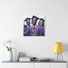 Load image into Gallery viewer, Graduation Celebration Canvas Print, Wall Art for Graduates, Purple Graduation Gift, College Commencement Decor, Customizable Canvas
