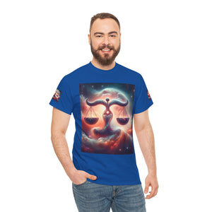 Cosmic Libra Justice Tee, Celestial Balance Shirt, Astrology Themed T-Shirt, Gift for Science Lovers, Unisex Heavy Cotton Tee