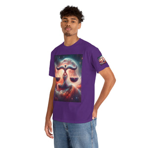 Cosmic Libra Justice Tee, Celestial Balance Shirt, Astrology Themed T-Shirt, Gift for Science Lovers, Unisex Heavy Cotton Tee