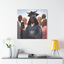 Load image into Gallery viewer, Graduation Celebration Canvas Print, Family Tribute Art, Graduation Gift, Wall Decor for Her, Customizable Artwork
