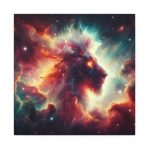 Cosmic Lion Canvas Art, Galaxy Decoration, Home Decor, Inspirational Wall Art, Gift for Lion Lovers, Space Art Print
