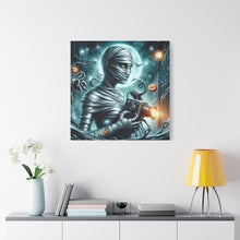 Load image into Gallery viewer, Spooky Mummy Canvas Art, Halloween Home Decor, Unique Wall Art, Horror Theme Decoration, Ghostly Photography Print
