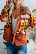 Load image into Gallery viewer, Brown Quilted Patch Pockets Aztec Furry Jacket
