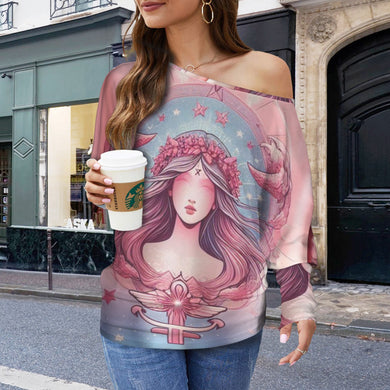 Designer (33) Libra Casual Long Batwing Sleeve Off Shoulder Sweater