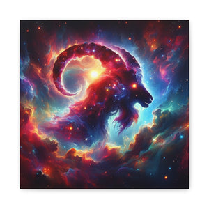Cosmic Aries Ram Canvas Art, Galaxy Wall Decor, Astrology Gift, Stretched Canvas, Home Decor, Celestial Artwork