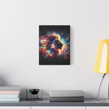 Load image into Gallery viewer, Cosmic Lion Art Canvas Print, Zodiac Wall Art, Leo Decor, Celestial Home Decor, Astrology Gift, Vibrant Galaxy Art
