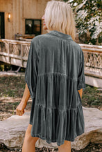 Load image into Gallery viewer, Chestnut 3/4 Sleeve Tunic Babydoll Velvet Shirt
