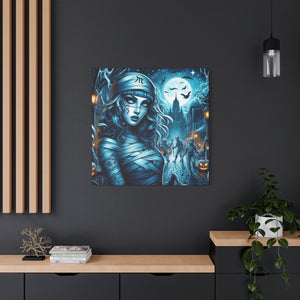 Mystical Mummy Canvas Art | Gothic Home Decor, Halloween Wall Art, Witchy Gift, Unique Art Print, Spooky Vibes, Mummy Themed Decor