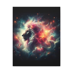 Cosmic Lion Canvas Wall Art, Abstract Lion Decor, Celestial Prints, Space Animal Artwork, Dreamy Home Decor
