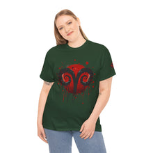 Load image into Gallery viewer, Aries Heart Tee, Unisex Heavy Cotton T-Shirt, Astrology Gift, Birthday Present, Graphic Tee, Casual Wear, Unique Design
