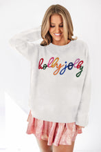 Load image into Gallery viewer, White Merry &amp; Bright Round Neck Casual Sweater
