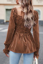 Load image into Gallery viewer, Pink Smocked Ribbed Velvet Babydoll Top
