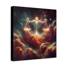 Load image into Gallery viewer, Celestial Libra Canvas Art, Zodiac Decor for Astrology Lovers, Modern Wall Art, Cosmic Balance Artwork, Gift for Libra Sign
